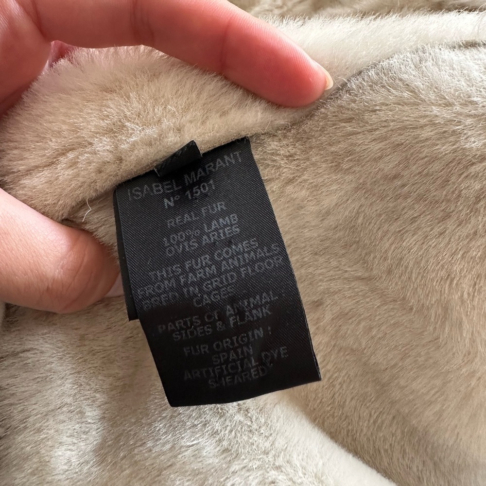 Isabel Marant 100% Lambskin Leather Real Fur Cream White Jacket w Hood size 40 - Picture 8 of 15